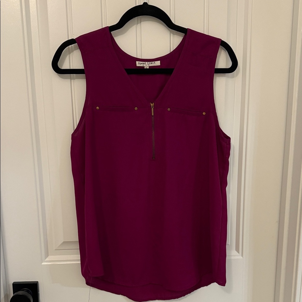 Express Magenta Sleeveless Blouse with Zipper